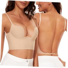 Low Back Bras for Women-Seamless Invisible Backless Bra-Lightly 32DDD Nude