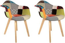 CMP the  HD3096, Set Di 2 Sedie Scandinave, Patchwork Legno + Poliestere, Multic
