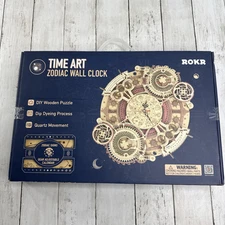 ROKR Time Art Zodiac Wall Clock 3D DIY Wooden Puzzle Quartz Movement 168 Pcs New