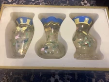 LENOX Butterfly Meadow Hand Painted Glass 6 Inch Tall Vases Set of 3 Very Nice