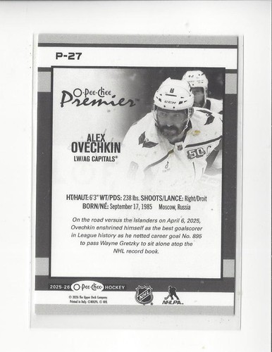 2025 Alex Ovechkin #P-27