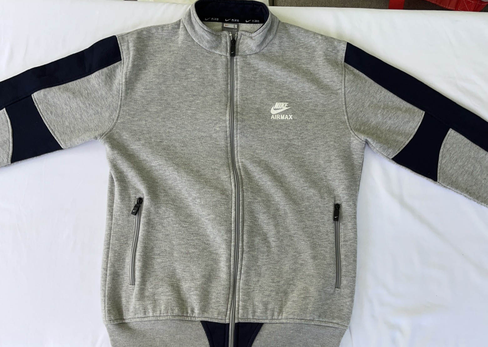 SACAI X NIKE Giacca felpa Nike Airmax full zip grigia con blu navy uomo taglia L