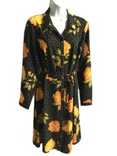 SALE M&Co black floral polka dot shirt dress size 14 NWT, 38.5" L office casual