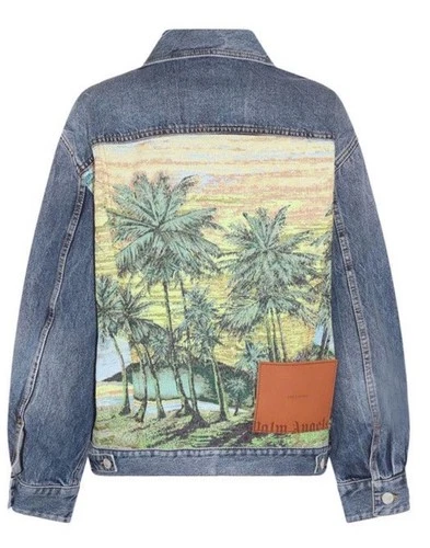 Palm Angels Palms Sunrise Denim Jacket Cobalt Blue XS Oversized NWT $1170 video thumbnail