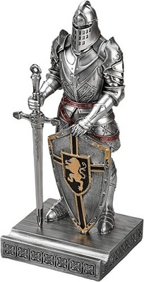 Ritter Statue Ornament Schreibtisch Zubehör Stifthalter Briefbeschwerer Silber
