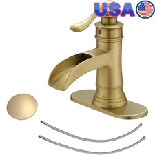Single Handle Bathroom Faucet Waterfall Spout Brass Easy Install Pop Up Drain US
