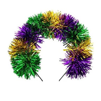 Mardi Gras Glitter Headband Purple Yellow Green, One Size 