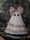 SHABBY PINK ROSES PINK BOW LADY GHOST FRIENDLY GHOST HALLOWEEN WALL ART — photo 2