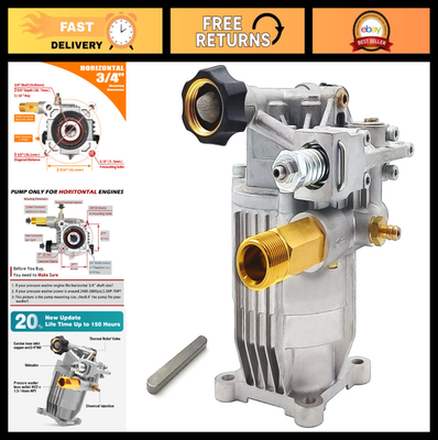 #ad 2400 2800 PSI Pressure Washer Replacement Pump 3 4quot; Shaft Horizontal Power Was $125.99