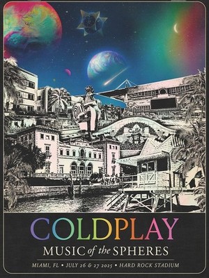 Hot!!! Coldplay Miami Music Of The Spheres Tour Poster Florida