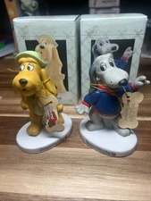 Pound Puppies 1987 2 Vintage Ceramic Figures w/Tag/Box Scrounger Cooler Dogs 80s