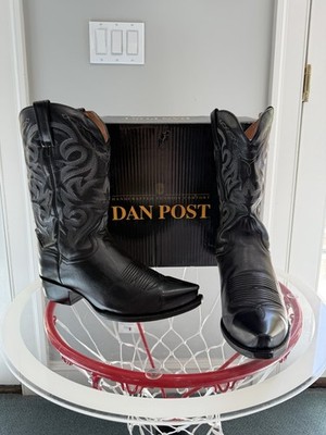 Dan Post Men's 12 EW Black Leather Western Boots Pointed Toe Mid-Calf