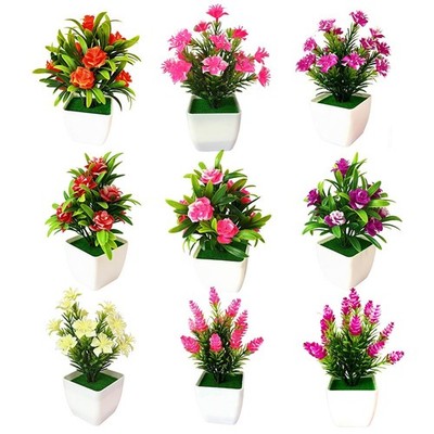 Lebensechter künstlicher Blütenbonsai für Raumdeko kleine Topfpflanze 12 cm 2