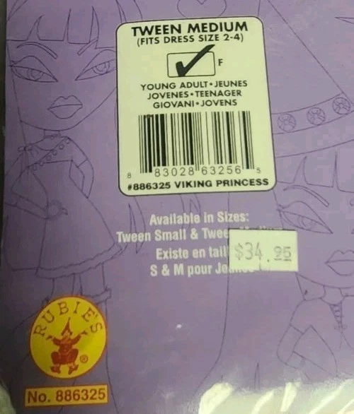 Fantasia Rubies Drama Rainhas Princesa Viking Meninas Tween Média (2-4) B0475 - Imagem 2 de 4