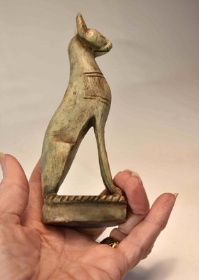 Old, Vintage Hand Carved Stone - Egyptian - Bastet Cat Goddess Statue - 5.5''