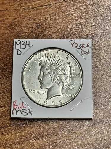 1934 D Peace Silver Dollar Nice BU Uncirculated MS++ U.S. $1 Coin (RawAN2)
