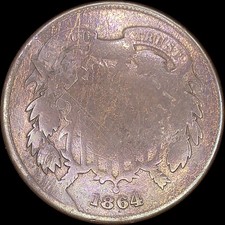 1864 2C Two-Cent Piece Uncertified Circulated BN