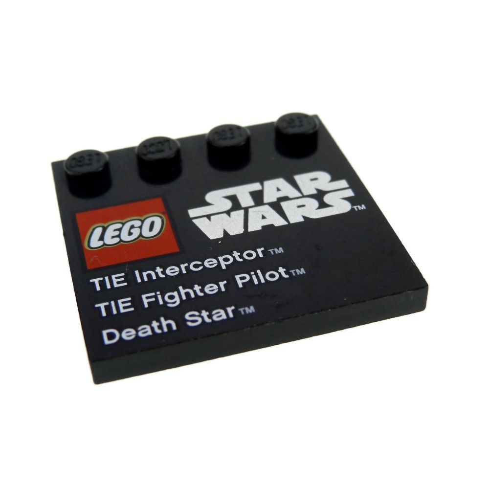 1x Lego Tile Modified 4x4 Black Printed Star Wars Death Star 6179pb041