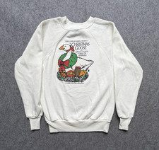 Vintage Pannill Sweatshirt Medium White Christmas Goose Graphic USA 80s