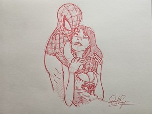 Disney Marvel Spider-Man Mary Jane Drawing/Sketch Animation Art Signed handmade