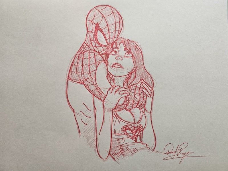 Disney Marvel Spider-Man Mary Jane Drawing/Sketch Animation Art Signed handmade