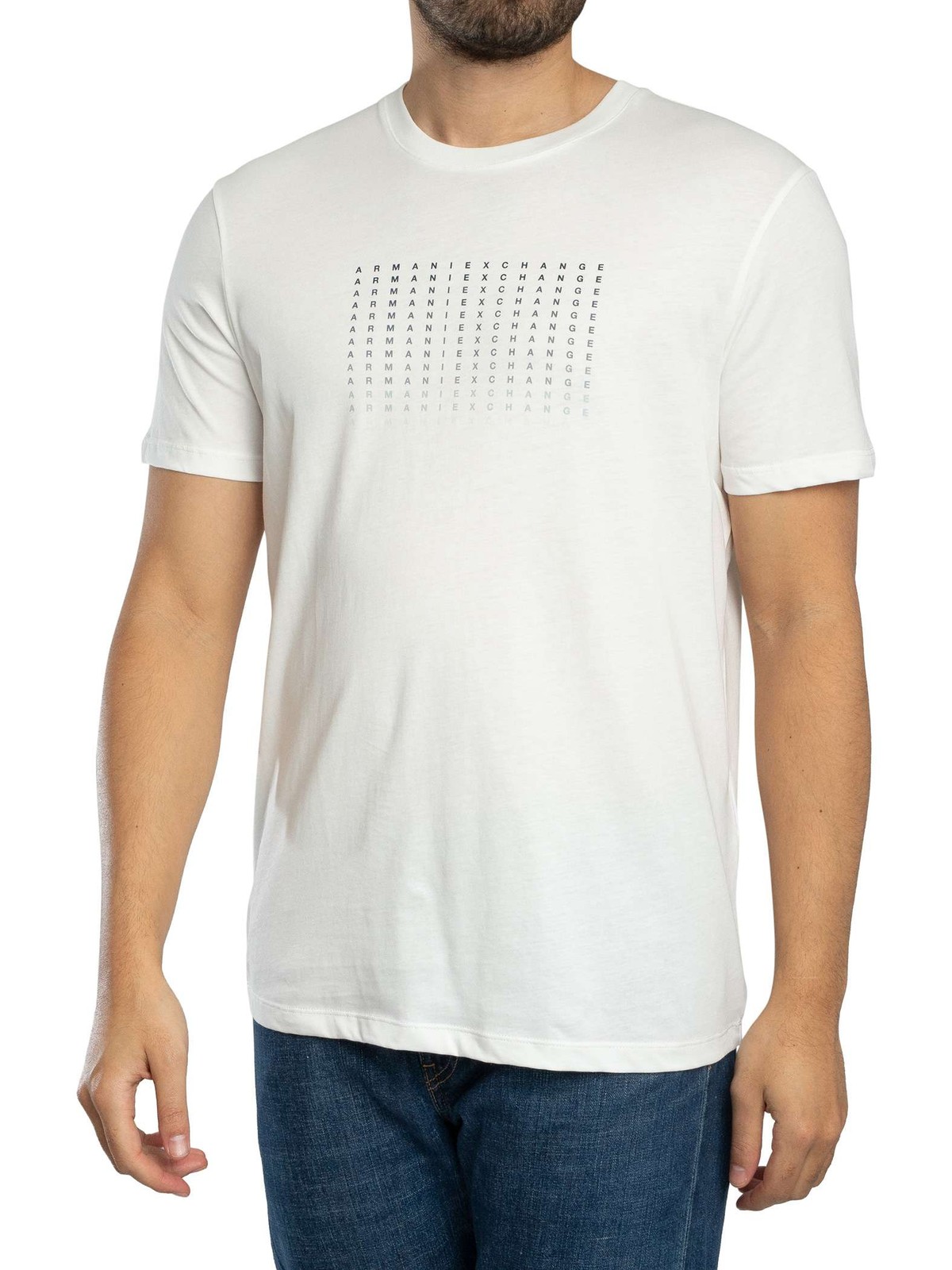 Armani Exchange Slim Brand Repeat Graphic T-Shirt, Off White - XXL