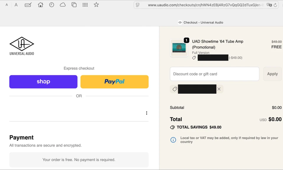 Universal Audio - "UAD SHOWTIME '64 TUBE AMP" - Image 2 of 2