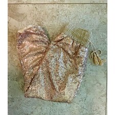 Women  s Sequined Gold Pants Size Medium