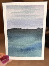ACEO Art Card Northern Mn Landscape Big Sturgeon Original Watercolor Painting