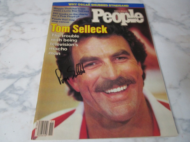 TOM SELLECK AUTOGRAPHED 1980'S PEOPLE MAGAZINE  RARE!!