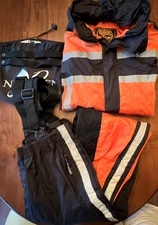 Milwaukee Performance Mens Black Orange Water Resistant Rain Suit L Pants Jacket