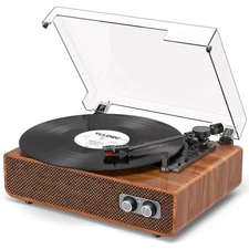 DANFI AUDIO DF Vinyl Record Player Vintage 3 Speed Turntable Bluetooth with U...