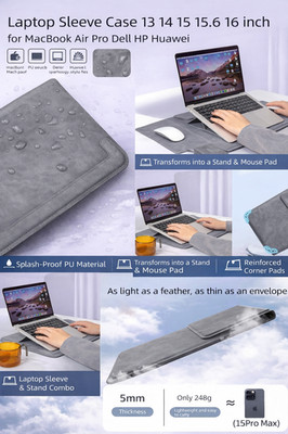 Laptop Sleeve 13 14 15 15.6 16 inch PU Case for MacBook Air Pro Dell HP Huawei
