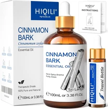 HIQILI Cinnamon Essential Oil 3.38oz Pure Natural for Diffuser Home Garden