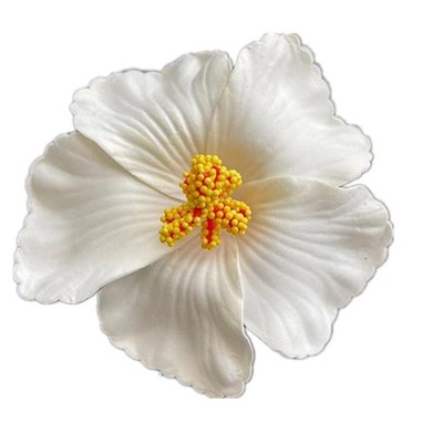 50pcs White Hibiscus Flower Heads 3.75'' EVA Fake Flower Head for DIY Hair, Ou...