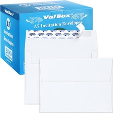200 Qty A7 Invitation Envelopes 5 x 7 120GSM White Kraft Paper for 5x7 Cards