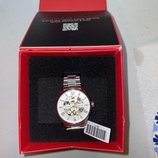 Silver Invicta Objet D'Art Automatic Gold Skeletonized Dial Roman numerals 