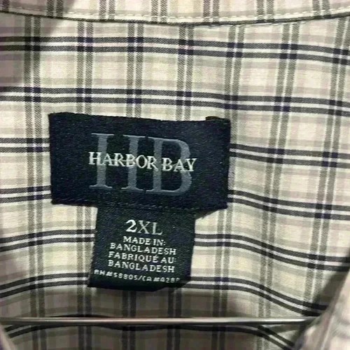 Harbor Bay Big And Tall Mens Button Up Short Sleeved Plaid Shirt Navy/White 2XL - Picture 5 of 16