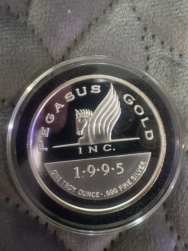 1995 Pegasus Gold Inc 1 oz Silver Proof Round In Tube Beautiful Uniq Mint! NR