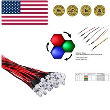 30pcs 12 Volt 5mm RGB Slow Flasing LED Lights Emitting Diodes, Multicolor Col...
