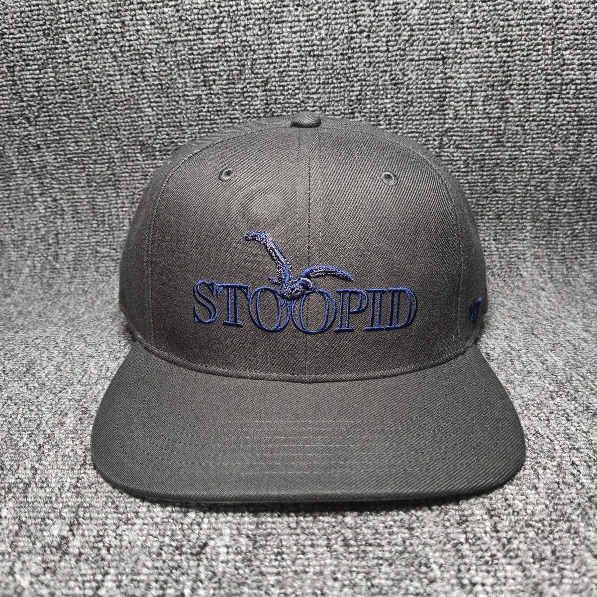 '47 Brand Gray Snapback Baseball Cap STOOPID Logo Flat Brim Adjustable