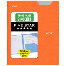 Five Star 2-Pocket Folder, Plastic Folder 1 Count Pack of 1 , Solar Orange