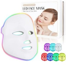 Blue Red Light Therapy Mask for Face, 7 Colors LED Face Mask Light Therapy, Red