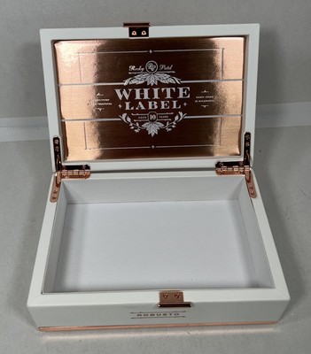 Rocky Patel White Label Sixty Size Empty Cigar Box Rose Gold Trim. Very Nice.