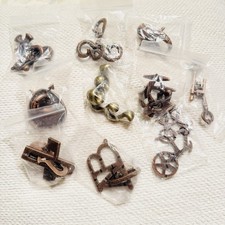 Metal Puzzle Set Lock IQ Test Mind Game Toys Brain Teaser Lot of 10