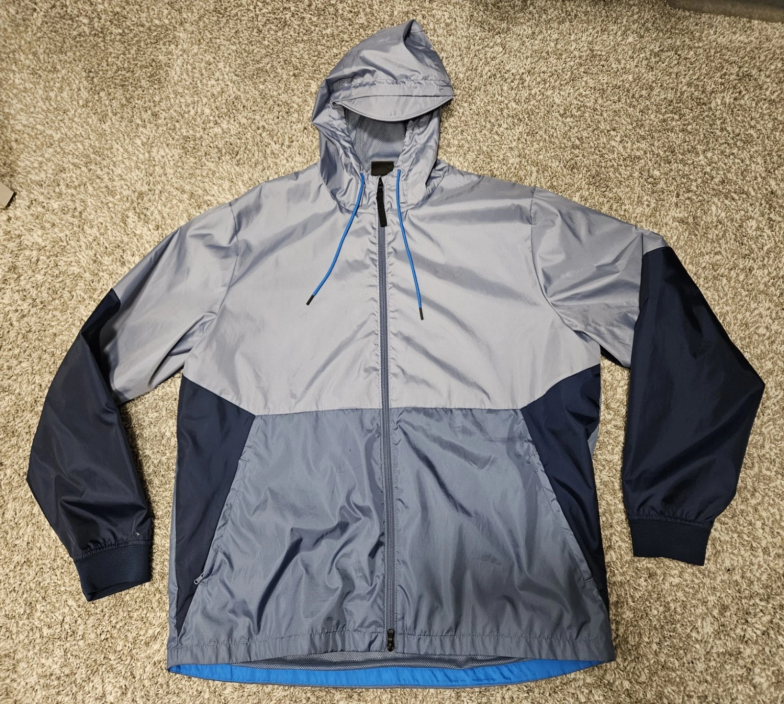 Under Armour Jacket Mens XXL Blue White Storm Legacy Windbreaker Hooded Ripstop
Opens in a new windo
