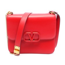 Valentino V-Sling Leather Shoulder Bag Women Red One Size