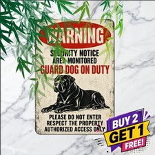 Beware Of Protective Dog Sign Rustic Outdoor Security Gate Tin Metal Plaque 8x12