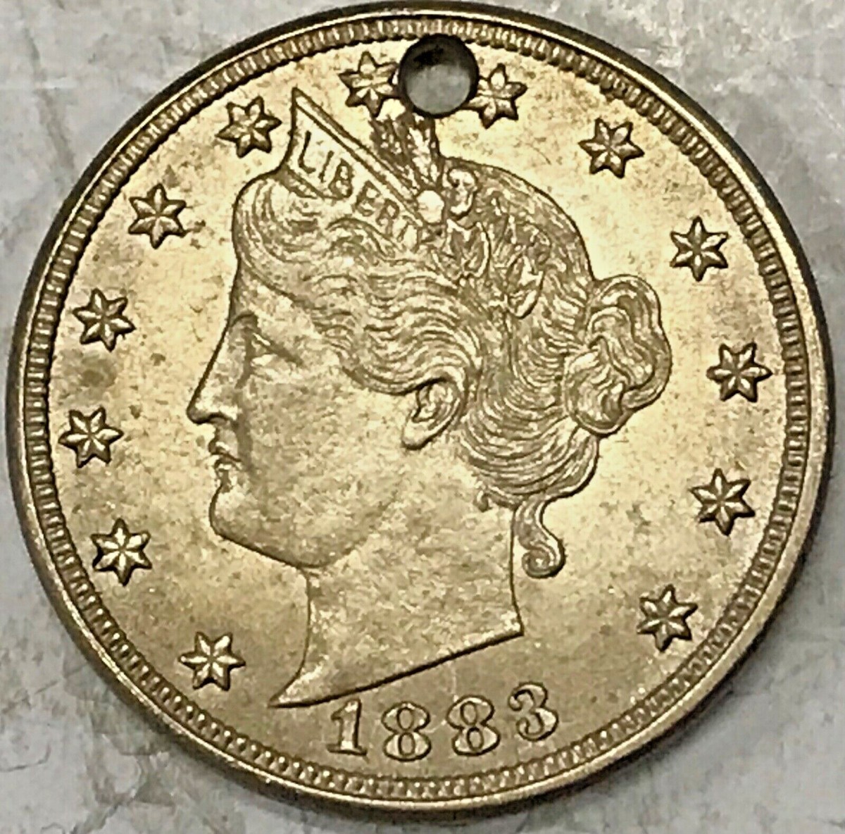 1883 WITH CENTS Liberty Head V Nickel Unc details holed | eBay