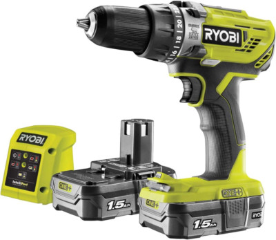 Ryobi R18PD3-215GZ 18 V ONE+ Akku-Kombi-Bohrschrauber Starterset (2 x 1,5 Ah), Hype